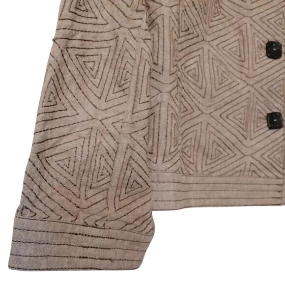 Women’s Suede Jackets Women’s Size 14 Geometric Tan Brown Button Up Formal - Picture 11 of 12